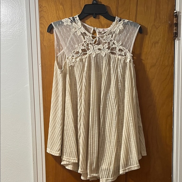 Altar'd State Tops - Altar'd State Cream Floral Lace Blouse